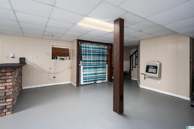 500 2nd Ter, Pleasant Grove, AL 35127 - finished basement with heating unit, baseboards, a drop ceiling, stairs, and a bar