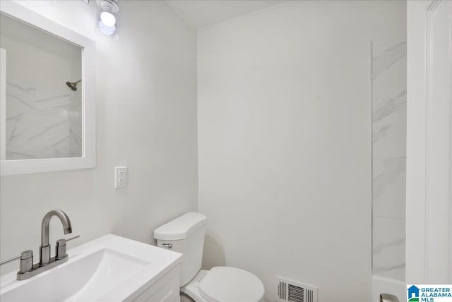 full bath with toilet, a shower, and vanity