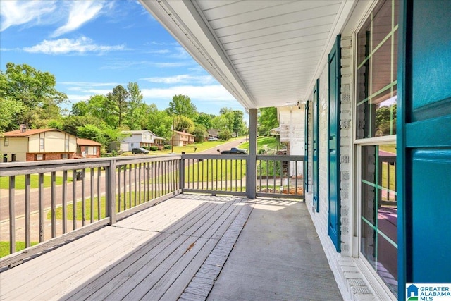 deck with a residential view