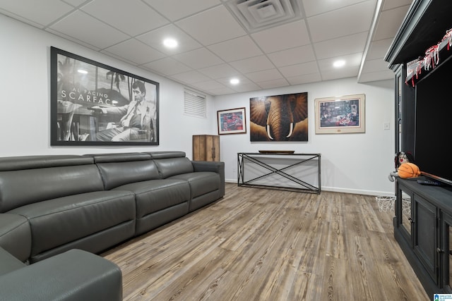 5292 Birdsong Rd, Birmingham, AL 35242 - living room featuring wood finished floors, baseboards, a drop ceiling, and recessed lighting