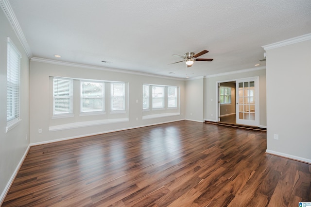 1829 Creely Dr, Birmingham, AL 35235 - spare room featuring dark wood-style floors, a ceiling fan, baseboards, ornamental molding, and recessed lighting