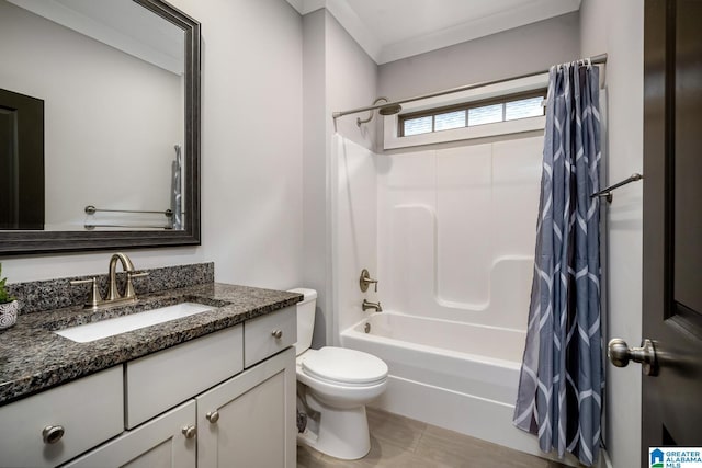11411 Stella Way, Northport, AL 35475 - bathroom with shower / bath combo, toilet, vanity, and crown molding
