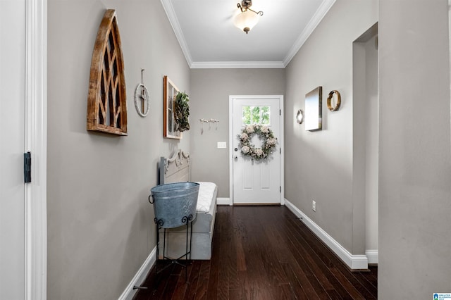 300 Braddock Rd W, Springville, AL 35146 - entryway featuring dark wood finished floors, ornamental molding, and baseboards