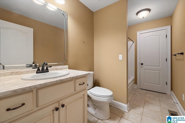 201 Hidden Meadows Dr, Hayden, AL 35079 - bathroom with toilet, tile patterned floors, vanity, tub / shower combination, and baseboards
