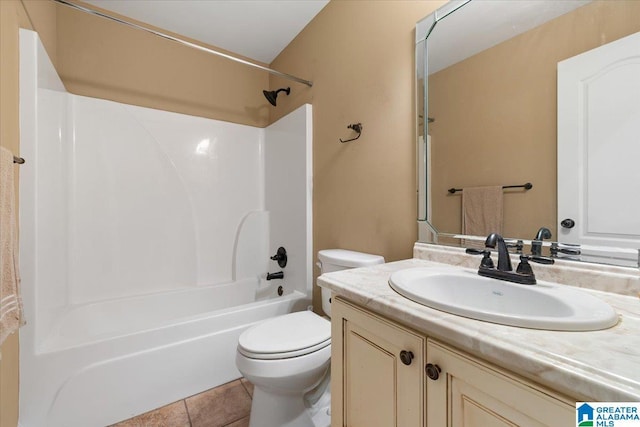 201 Hidden Meadows Dr, Hayden, AL 35079 - full bath with toilet, vanity, tile patterned flooring, and shower / tub combination