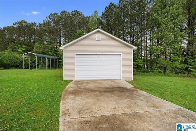 201 Hidden Meadows Dr, Hayden, AL 35079 - detached garage featuring view of wooded area