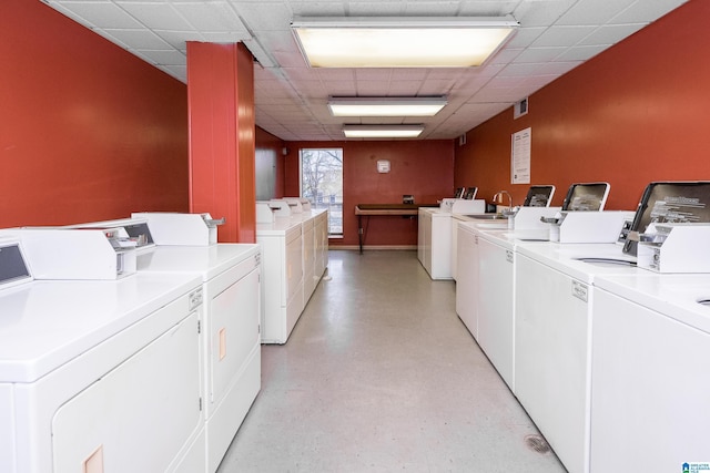shared laundry with separate washer and dryer