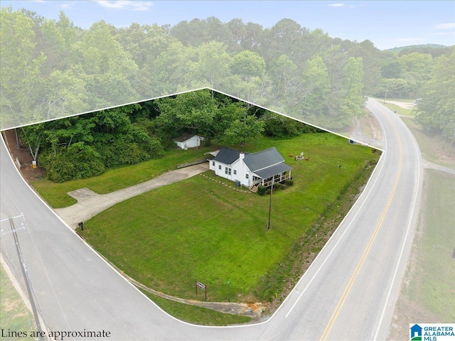 1034 Valley Rd, Oneonta, AL 35121 - aerial view of property and surrounding area featuring property parcel outlined