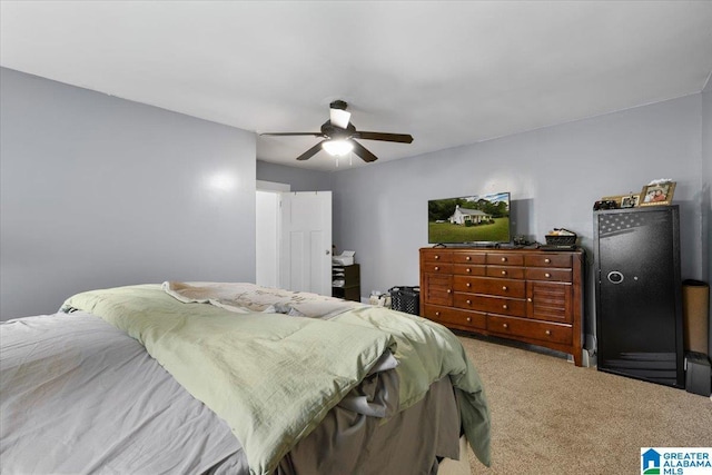 1034 Valley Rd, Oneonta, AL 35121 - carpeted bedroom featuring a ceiling fan