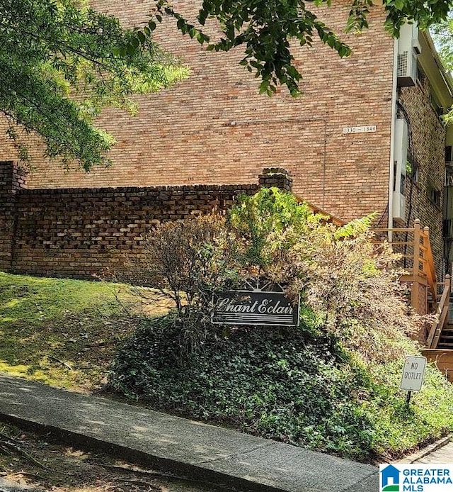 exterior view of brick siding