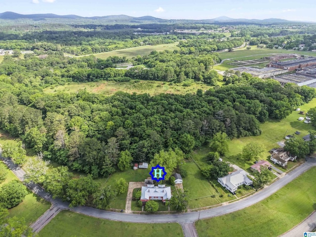 315 W Parkway Ave, Talladega, AL 35160 - aerial view of property and surrounding area with a mountain backdrop and a heavily wooded area