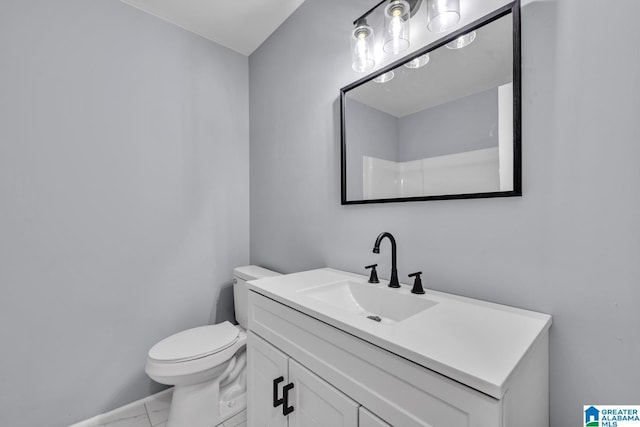 5457 Snowville Brent Rd, Dora, AL 35062 - bathroom with toilet, vanity, and marble finish flooring