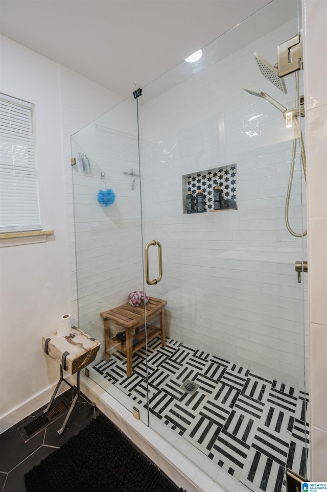 4410 S Shades Crest Rd, Helena, AL 35022 - bathroom featuring a shower stall and tile patterned floors