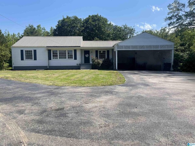 2020 Warrior Jasper Rd, Warrior, AL 35180 - single story home featuring asphalt driveway, a front lawn, metal roof, and a carport