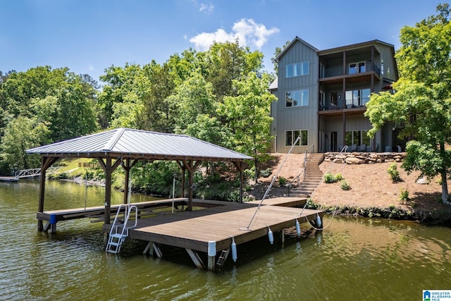 90 Landing Chase, Wedowee, AL 36278 - dock with stairs, a water view, and a balcony