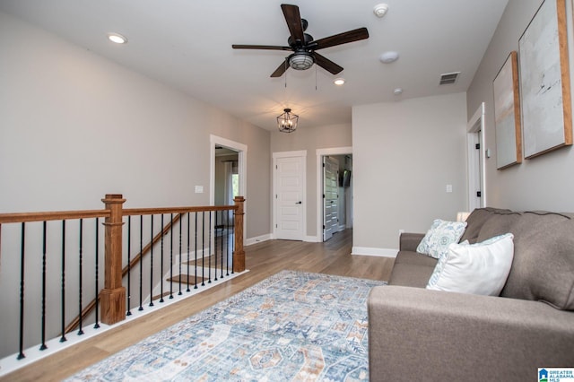 90 Landing Chase, Wedowee, AL 36278 - living area featuring wood finished floors, recessed lighting, a ceiling fan, and baseboards