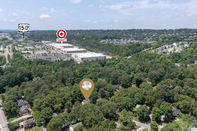 aerial view of a heavily wooded area