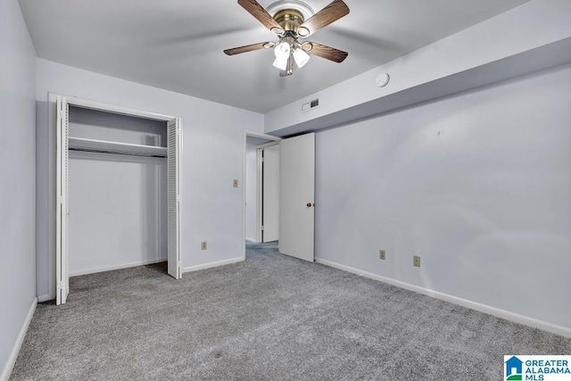 2825 Highland Ave S Unit 1, Birmingham, AL 35205 - unfurnished bedroom featuring carpet floors, baseboards, and ceiling fan