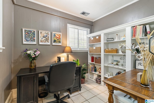 117 Morris Blvd, Homewood, AL 35209 - office area featuring light tile patterned flooring and crown molding