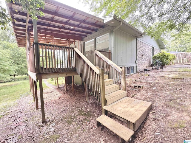 wooden deck with stairway