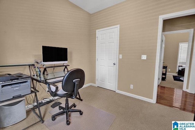 201 Paw Path Ln, Blountsville, AL 35031 - carpeted office with baseboards and vaulted ceiling