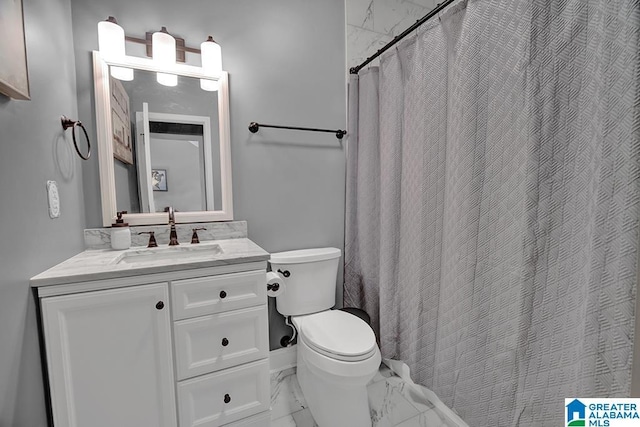 201 Paw Path Ln, Blountsville, AL 35031 - full bathroom with marble finish flooring, vanity, and toilet