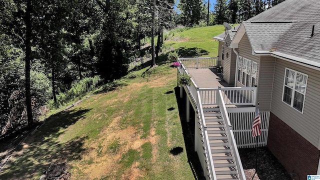 201 Paw Path Ln, Blountsville, AL 35031 - view of green lawn featuring a deck and stairway