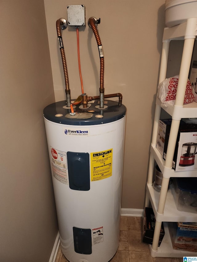 utility room with electric water heater