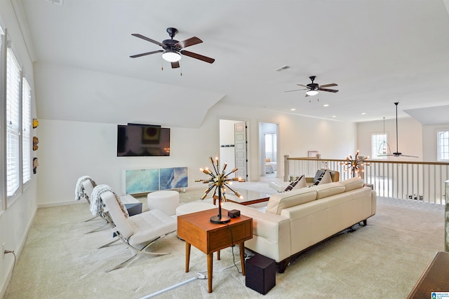 2126 Raines Run, Birmingham, AL 35242 - living room featuring ceiling fan, carpet flooring, recessed lighting, and baseboards