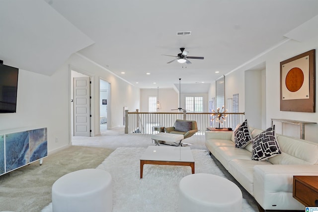 2126 Raines Run, Birmingham, AL 35242 - carpeted living room with ceiling fan, recessed lighting, and baseboards