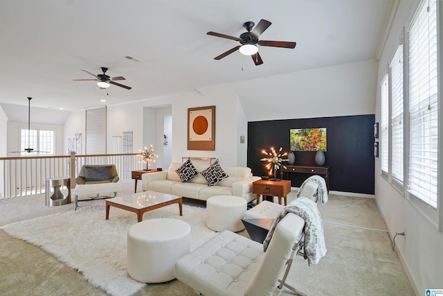 2126 Raines Run, Birmingham, AL 35242 - living area with a ceiling fan, light carpet, and baseboards