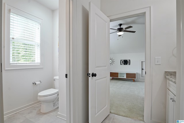 2126 Raines Run, Birmingham, AL 35242 - bathroom featuring toilet, vanity, ceiling fan, tile patterned flooring, and baseboards
