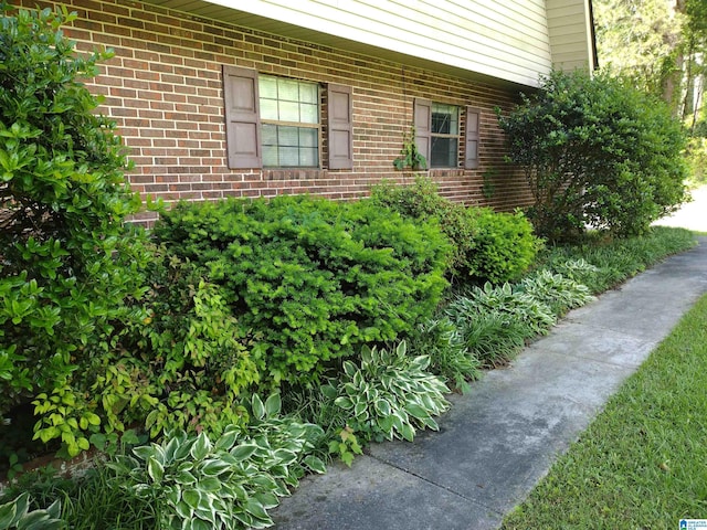 view of side of home featuring brick siding
