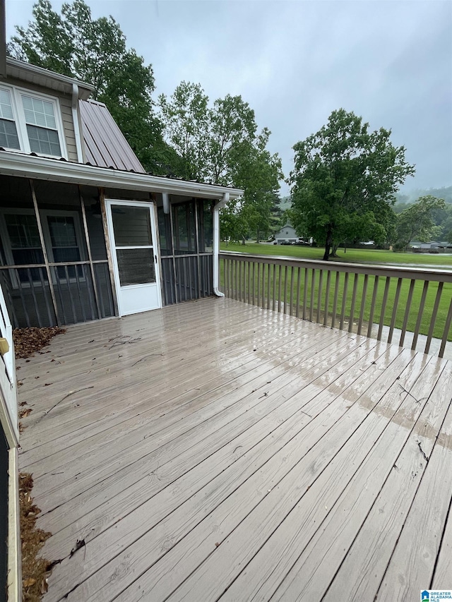 18981 Remlap Dr, Remlap, AL 35133 - wooden terrace featuring a sunroom and a lawn