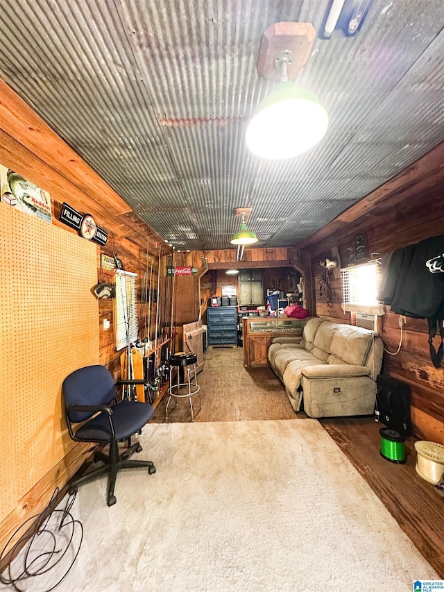 18981 Remlap Dr, Remlap, AL 35133 - carpeted living area with wooden walls
