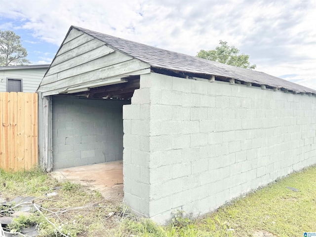 view of garage