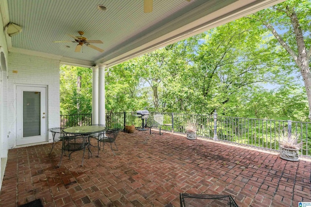 view of patio / terrace with a ceiling fan