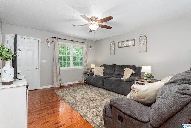 76 Pine Tree Ln, Alexandria, AL 36250 - living room with ceiling fan, light wood finished floors, and baseboards