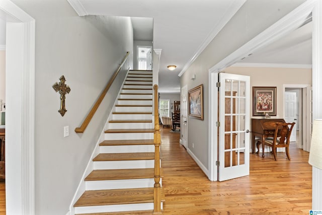 13688 Remlap Dr, Remlap, AL 35133 - staircase featuring wood finished floors, crown molding, and baseboards