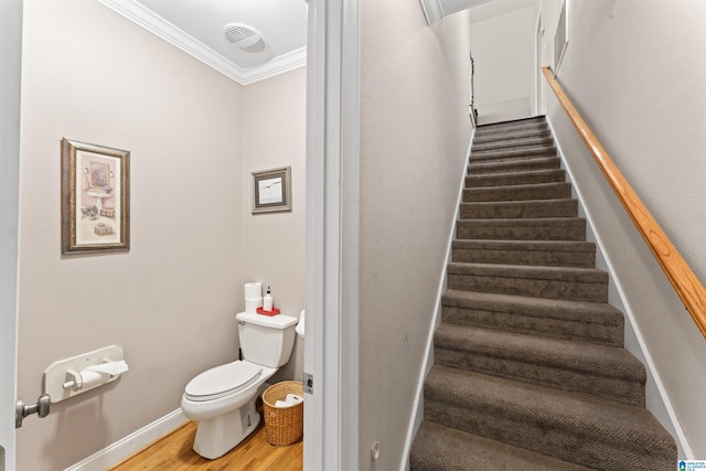 13688 Remlap Dr, Remlap, AL 35133 - stairs featuring crown molding, wood finished floors, and baseboards