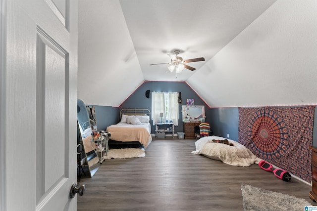 13688 Remlap Dr, Remlap, AL 35133 - bedroom with wood finished floors, vaulted ceiling, and ceiling fan