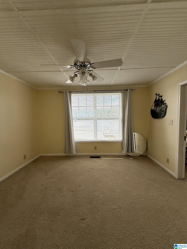 829 Higgs Dr, Adger, AL 35006 - carpeted empty room featuring ceiling fan, baseboards, and crown molding