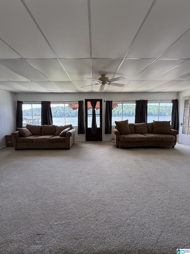 829 Higgs Dr, Adger, AL 35006 - living area with a paneled ceiling, carpet floors, and ceiling fan