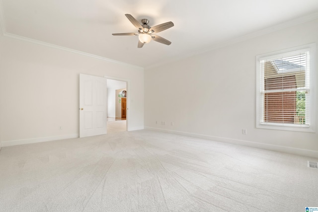 175 Sunhill Rd, Remlap, AL 35133 - spare room with ornamental molding, ceiling fan, light carpet, and baseboards