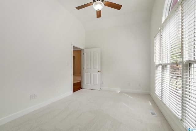 175 Sunhill Rd, Remlap, AL 35133 - spare room featuring a ceiling fan, baseboards, healthy amount of natural light, and high vaulted ceiling