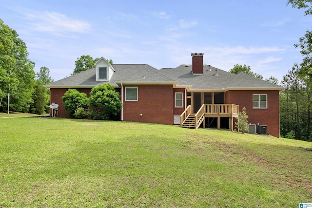 175 Sunhill Rd, Remlap, AL 35133 - rear view of house with brick siding, a yard, and stairs