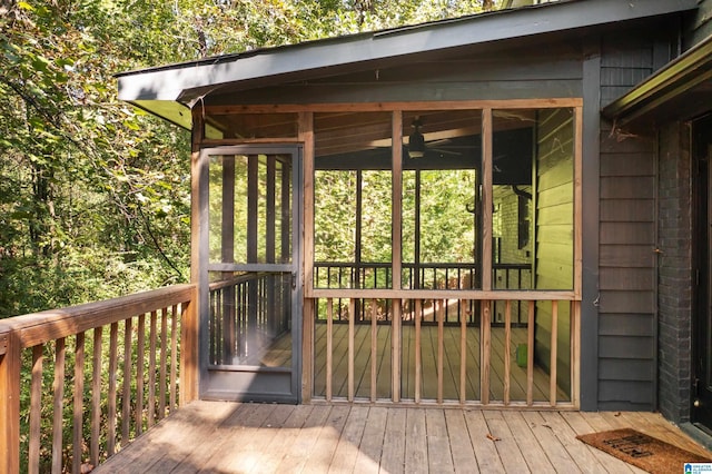 3400 Autumn Haze Ln, Birmingham, AL 35242 - wooden terrace with a sunroom and a ceiling fan