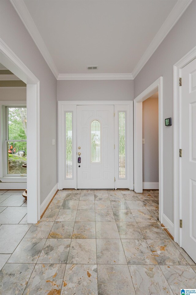 327 Ridgeview Lake Rd, Alabaster, AL 35007 - entryway featuring crown molding and baseboards