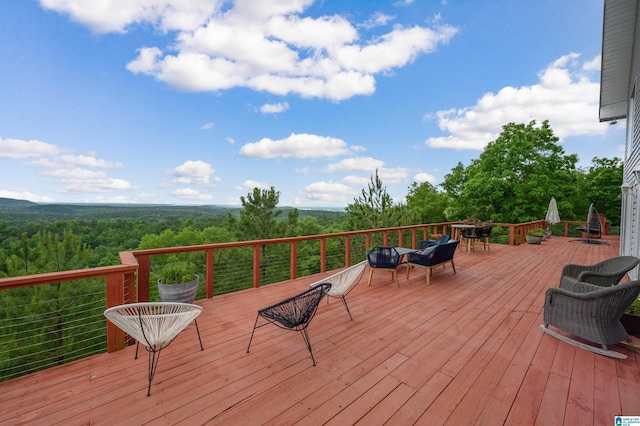 327 Ridgeview Lake Rd, Alabaster, AL 35007 - wooden terrace featuring a forest view and an outdoor hangout area