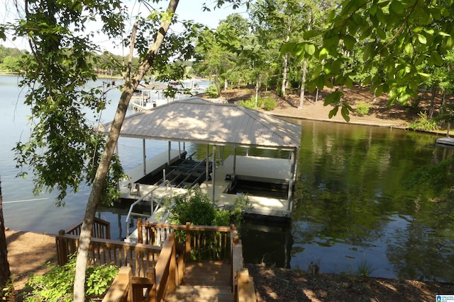 dock area featuring a water view